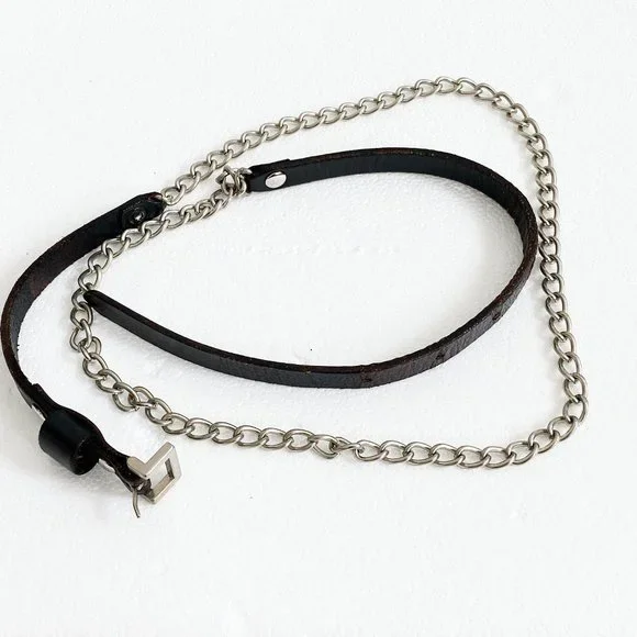 VINTAGE LEATHER AND CHAIN BELT - Picture 2 of 6